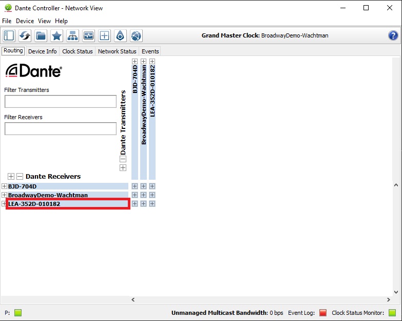 Dante Controller Main View - Double Click Here