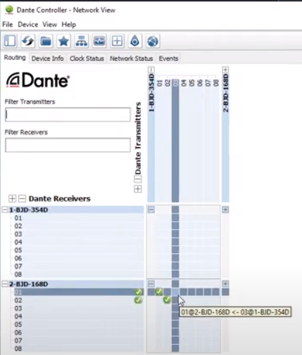 Dante On-Ramp Dante Conroller Routing
