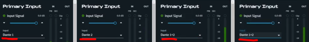 Dante On-Ramp Dante inputs