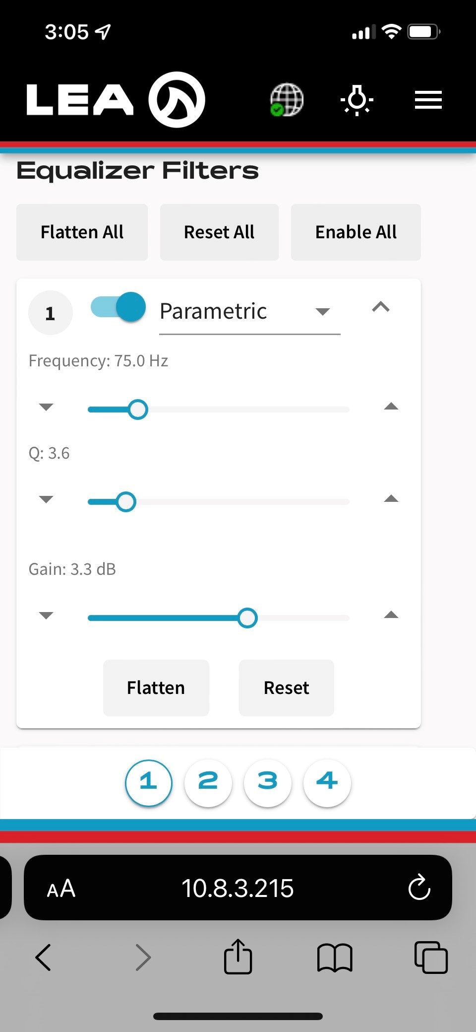 Amplifier Equalizer DSP Screenshot